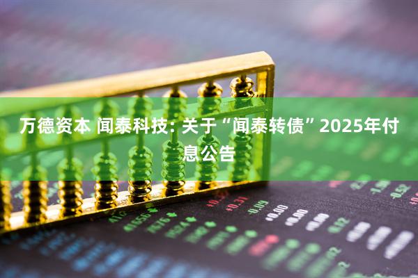 万德资本 闻泰科技: 关于“闻泰转债”2025年付息公告
